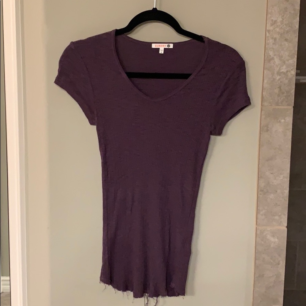 Anthropologie Sundry Purple Ribbed Tee